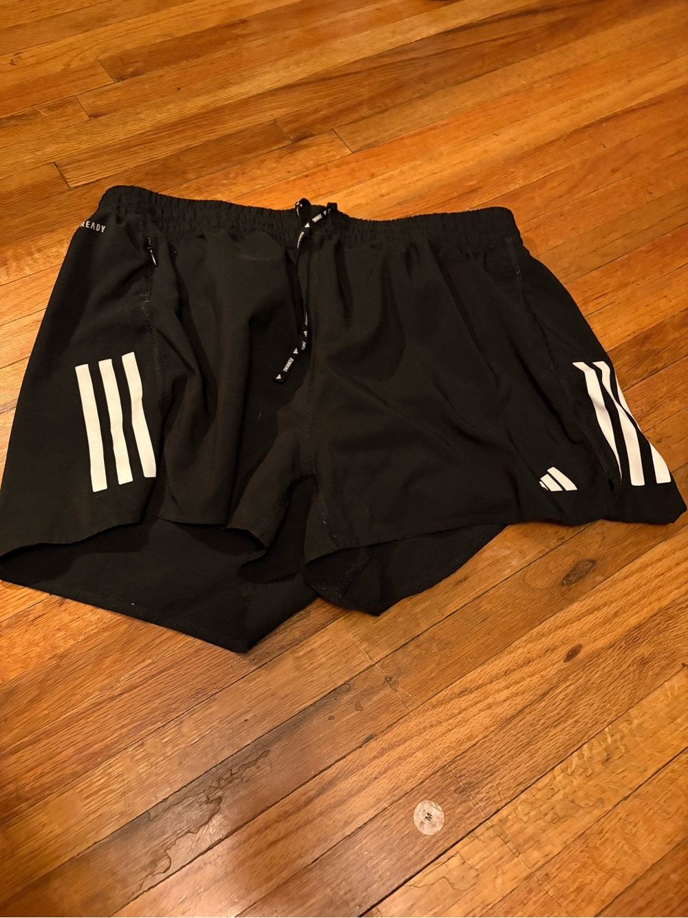 adidas Black womens Athletic Shorts with White Three-Stripes